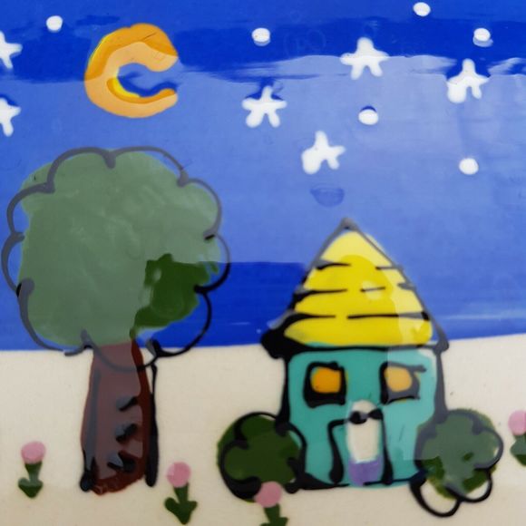 Robin Sterling Art Tile Signed Ceramic  Studio Pottery Night Moon 4.25" Square - Picture 5 of 12